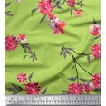 thumbnail image 1 of Soimoi Rayon Fabric Leaves & Pink Flower Print Sewing Fabric Yard 56 Inch Wide, 1 of 3