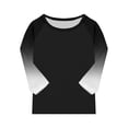 thumbnail image 3 of OIOLOYJM Shirts for Girls Casual Crewneck 3/4 Sleeve Color Block T Shirts Spring Cotton Cute Pullover Tops Basic Clothing Black 14-15 Year, 3 of 4