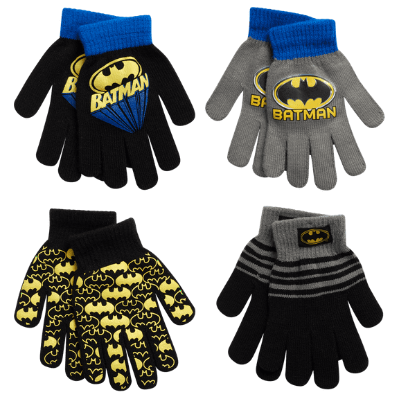 DC Comics Boys 4 Pack Mitten or Glove Set: Batman, Superman, Justice League (2-7)