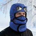 thumbnail image 5 of Winter Thermal Trapper Hat with Glasses, Winter Cycling Windproof Ski Mask Cap,Blue, 5 of 5