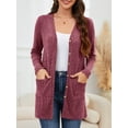 thumbnail image 2 of Fancyglim Women's Long Sleeve Cardigan Sweater Lightweight Button Down Brushed Knit Tops with Pockets Burgundy XL, 2 of 6