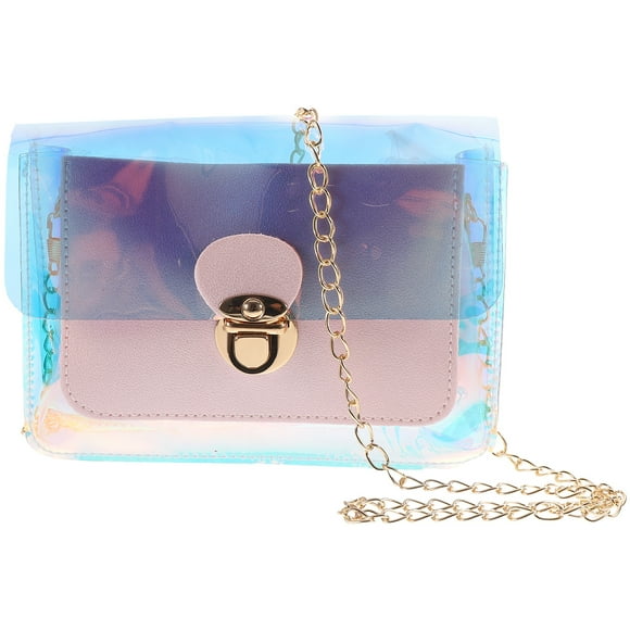 EeaseMX Bolso transparente para mujer, con cadena de colores, minibolso de gelatina transparente (rosa)