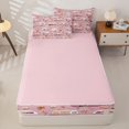 thumbnail image 3 of catabedysis Floral Camping Zipper Twin Comforter Sets with Fitted Sheet and 2 Pillowcases For Girls,Vintage Camper Pattern Zipper Bedding Set,Pink White,Pink Reversible,4-Piece, 3 of 7