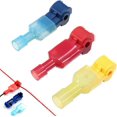 thumbnail image 1 of 60 conectores de alambre de pala de empalme rápido T-Tap, terminales de engarzado de alambre eléctrico, autopelado con kit de desconexión rápida macho de nailon completamente aislado, 30 pares, 1 of 5
