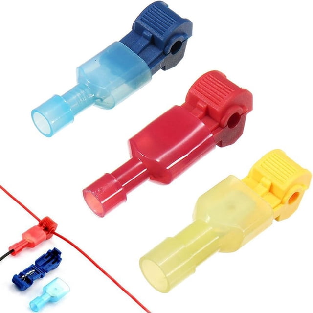 60 conectores de alambre de pala de empalme rápido T-Tap, terminales de engarzado de alambre eléctrico, autopelado con kit de desconexión rápida macho de nailon completamente aislado, 30 pares