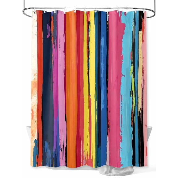 Fsddascl Colorful Striped Shower Curtain Set - Extra Long 72" x 96" Washable Bathtub Curtain with 12 Hooks, Modern Rainbow Abstract Graffiti Art Waterproof Fabric Stall Shower Curtains for Bathroom