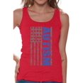 thumbnail image 1 of Awkward Styles Women's Autism Awareness American Flag Graphic Tank Tops, 1 of 4