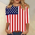 thumbnail image 2 of Lcziwo 4th of July Tops for Women Three Quarter Sleeve Round Neck Shirts Red Blue and White Print Tunic Tees Casual Dressy Summer 2025 Blouses Multicolor,S, 2 of 5