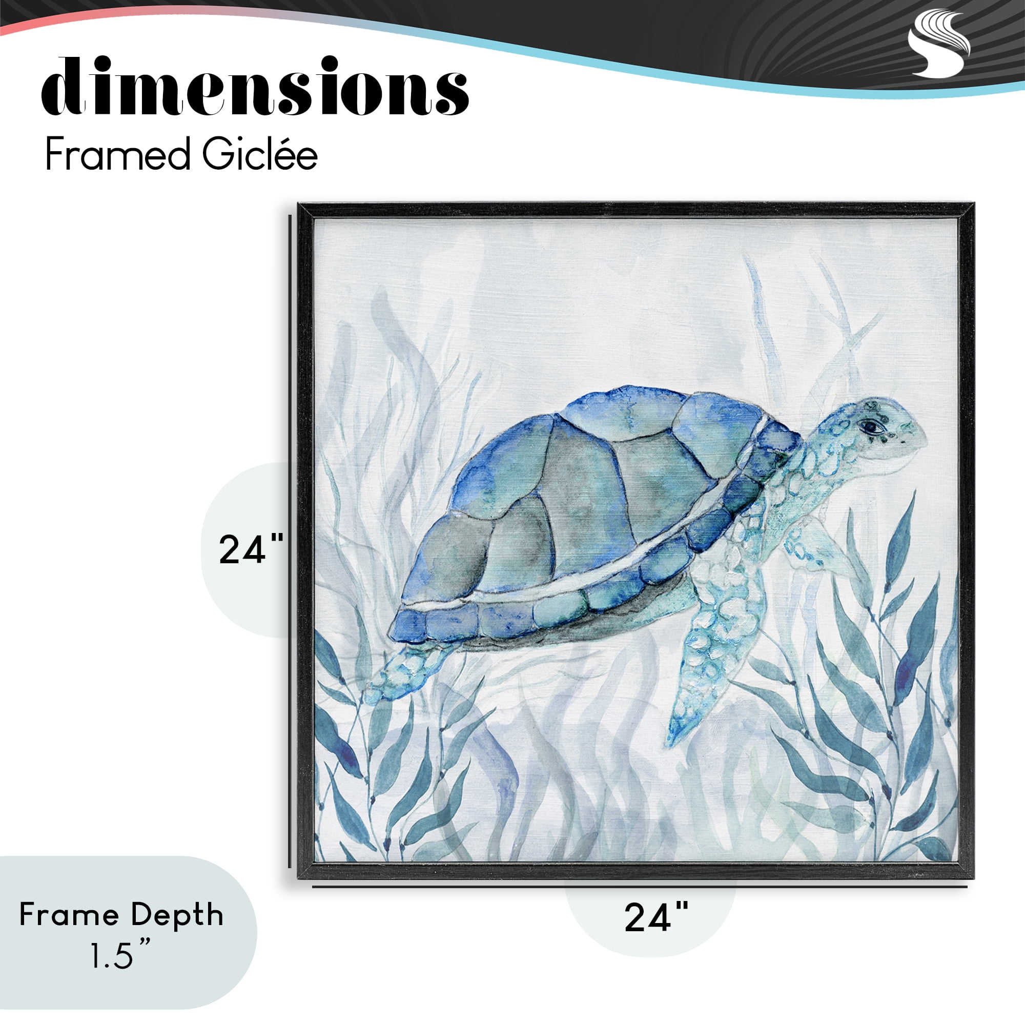 Stupell Industries Smiling Turtle Gaze Black Framed Giclee Art, design by Janet Tava