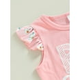 thumbnail image 6 of Bagilaanoe 2pcs Toddler Baby Girl Long Pants Set Flying Sleeve Letter Print  T-shirt Tops + Floral Flare Trousers 9M 12M 18M 24M 3T 4T Kids Casual Outfits, 6 of 8