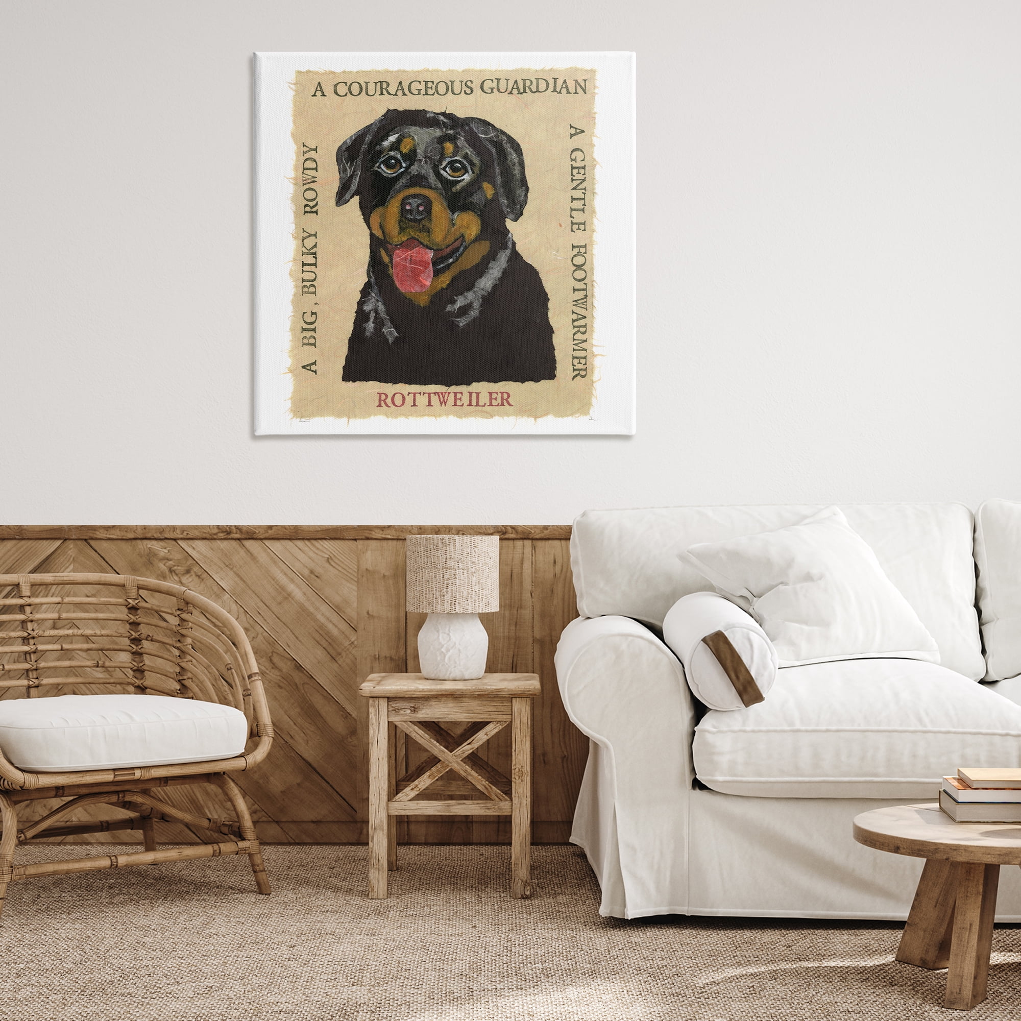 Stupell Industries Fun Rottweiler Pet Phrases Animals Painting Wrapped Canvas Art Print Wall Art, 36 x 36