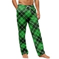 thumbnail image 2 of LNZGNM Men's Sleep Pants Stretchy Drawstring Striped Prints Sleep Pant Soft Loose Lightweight Sleep Bottoms Fashion Home Sleepwear,Green S, 2 of 6