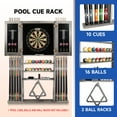 thumbnail image 4 of GSE Games & Sports Expert 10 Cue Wall Mounting Billiard Cue Rack & Dart Board Cabinet Combination, Hanging Wall Pool Stick Holder & Dartboard - Brushed Grey, 4 of 7