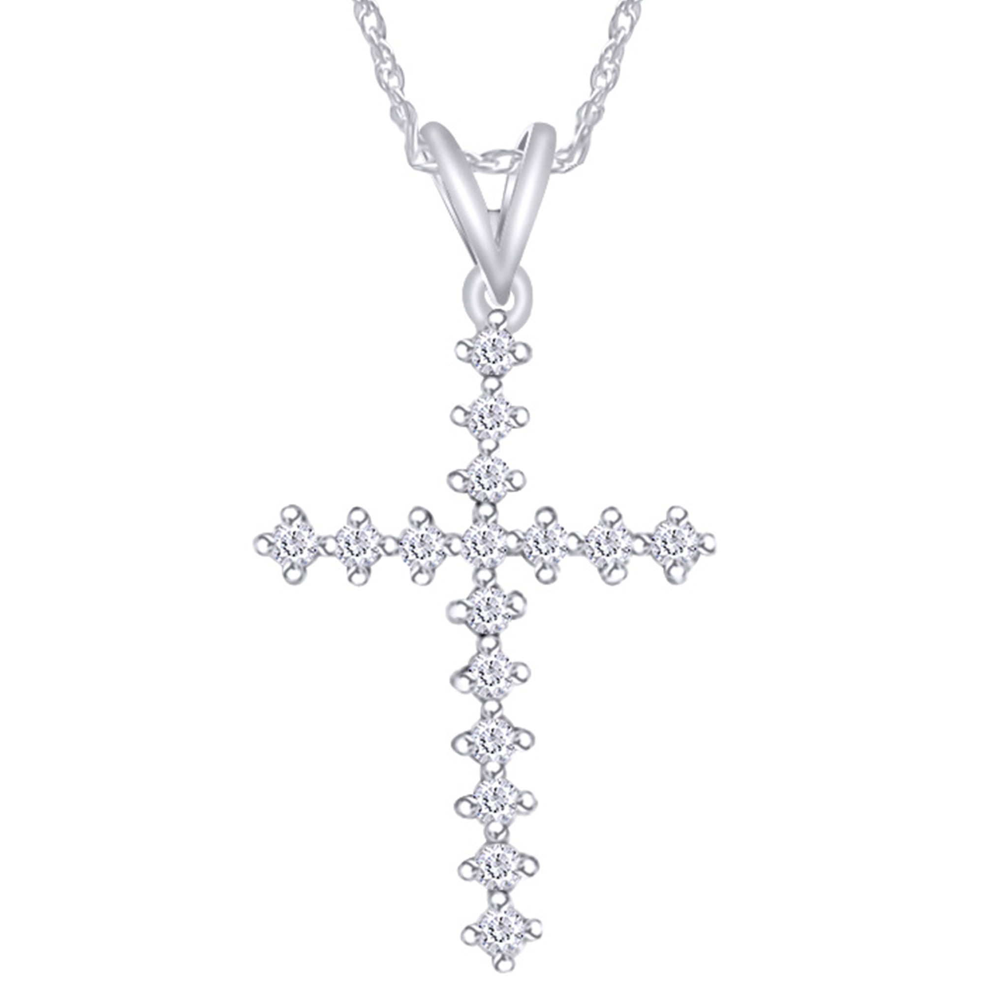 Wishrocks Marquise Cut White Cubic Zirconia Drop Pendant Necklace in Sterling Silver