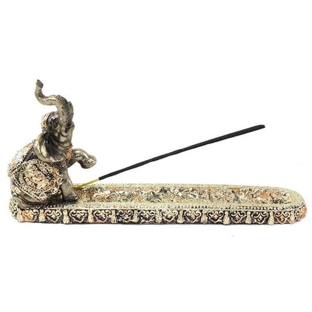 Indian Elephant Incense Holder - Gold Elephant Buddha Wraps Incense Burner Holder Lucky Figurine Home Decor Gift