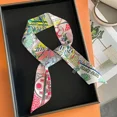 thumbnail image 2 of Bufanda de seda fina con estampado de caballos de diseño de lujo para mujer, 5 x 85 cm, banda para el pelo de satén suave, pañuelo para mujer, diadema floral, bolso, corbatas para el cuello, 2 of 5