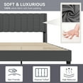 thumbnail image 2 of Queen Bed Frame with Headboard, Upholstered Bed Frame Queen Size with Tufted Headboard and Wingback, Strong Wood Slat Support, No Box Spring Needed, 2 of 9