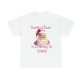 thumbnail image 2 of Santa Claus Is Coming To Town Unisex Pink Streetwear Heavy Cotton T-shirt, 2 of 5