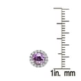 thumbnail image 2 of Sterling Silver with Natural Amethyst and White Topaz Halo Stud Earring, 2 of 3