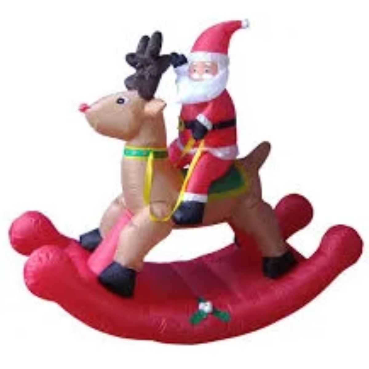 Lighted Inflatable Rocking Reindeer and Santa Outdoor Christmas Decoration - 4.75'