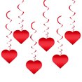 thumbnail image 2 of Valentine's Day Heart-Shaped Foil Swirl Decorations: 6-Pack Pre-Strung Red Hanging Pendants for Romantic Parties, Anniversaries, and Festive Indoor/Outdoor Celebrations, 2 of 3