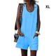 thumbnail image 5 of Minnieouse Mono sin mangas con cuello para mujer, pantalones cortos, pierna ancha, informal, de poliéster, con bolsillos delanteros, para viajar Vestidos Azul SG, 5 of 5