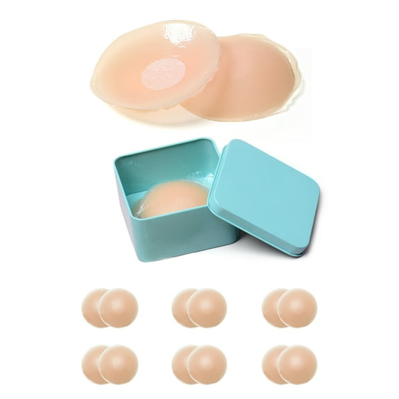 INSPIRE CHIC 6 Pairs for Women's Petals/Round/Heart Nipple Covers Strapless Invisible Sticky Adhesive Bras for Backless Dress M 6 Beige Round