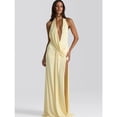 thumbnail image 2 of Halter Deep V Neck Backless Sexy Maxi Dress Women Gown Fashion Irregular Sleeveless Thigh High Split Club Party Dresses, 2 of 28