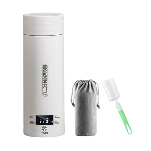 Hervidor eléctrico a prueba de fugas con pantalla LED, teteras para té y café, botella calentadora con Control de temperatura para viaje Personal, coc con tapa de rosca