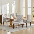 thumbnail image 2 of PAPROOS Upholstered Dining Chairs Set of 4, Chenille Fabric Tufted Dining Room Chair with Curved Solid Wood Legs, Modern Accent Dining Chair with Arm, Armchair for Kitchen, Living Room, Beige, 2 of 10