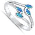 thumbnail image 4 of CHOOSE YOUR COLOR Leaves Blue Simulated Opal Wholesale Ring .925 Sterling Silver Band CZ Female Size 8, 4 of 4