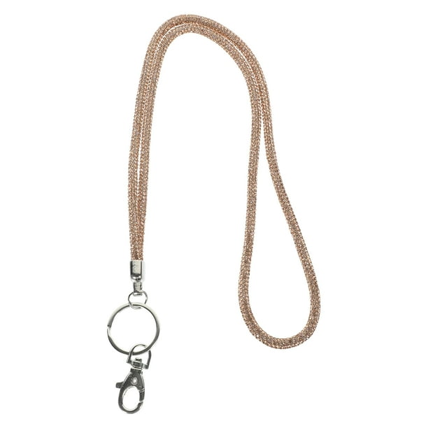 Cordón de oficina con diamantes de imitación, porta credencial de identificación, cordón multifuncional para el cuello con cierre de metal y llavero.