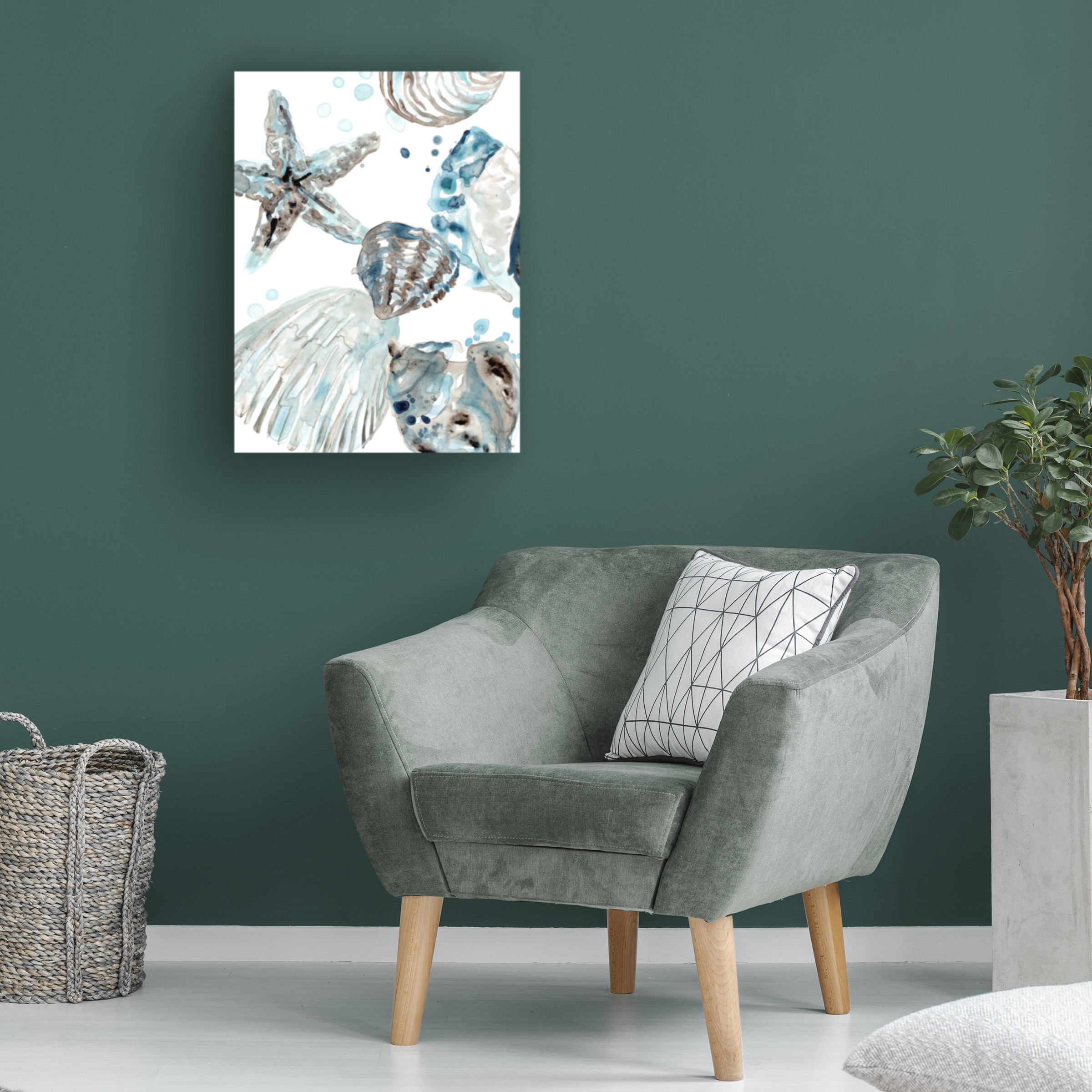 June Erica Vess 'Cerulean Seashells II' Canvas Art