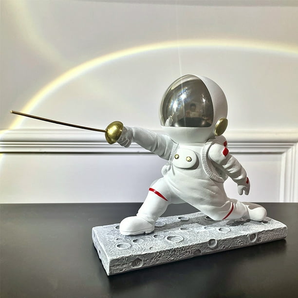 Estatua De Escultura De Astronauta Astronaut Crafts Creative Chic Astronaut Ornamento para el hogar y la oficina (esgrima)