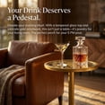 thumbnail image 3 of Gold Drink Table, Indoor Outdoor Small Round Side Table with Glass Top & Scroll Design, 24.7" Metal Pedestal End Table for Living Room, Patio, Balcony, Small Spaces, Weather Resistant, 3 of 9