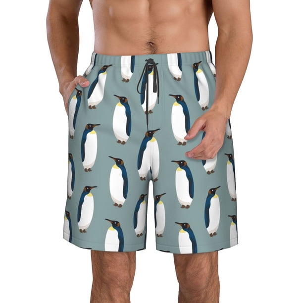 Balery Penguin Traje de Baño Estilo Hawaiano para Hombre, Shorts de Secado Rápido con Bolsillos-XX-Large