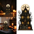 thumbnail image 2 of SUYOLL Halloween Large Light Up Haunted House Resin Figurine With Full Moon And Bats Spooky Gothic Desktop Ornament Rustic Witch House Statue For Fall Home Mantel Shelf And Halloween Party, 2 of 8