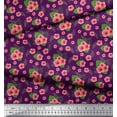 thumbnail image 2 of Soimoi Purple Cotton Cambric Fabric Leaves & Floral Printed Craft Fabric by the Yard 58 Inch Wide, 2 of 3