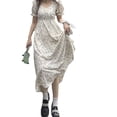 thumbnail image 2 of Vestido floral con mangas abullonadas para mujer, hermoso, suave y transpirable, a la moda, para verano, 2 of 8