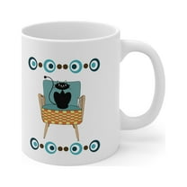 Vintage inspired Retro MCM, Midcentury modern atomic cat coffee mug