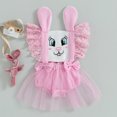 thumbnail image 2 of Gupgi Barboteuse de Pâques pour Bébé Fille 6M 12M 18M 24M Justaucorps Cartoon Rabbit Rose Tulle Patchwork, 2 of 9