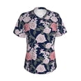 thumbnail image 5 of Zufioo Rose Flowers Print Women's Classic V-neck T-shirt, V-neck Short-sleeved Tops Home Wear, Suitable for Daily Life, Work, Outdoors-Medium, 5 of 8