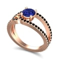 thumbnail image 2 of Diamond-Capitals 2.50 Carat Round Cut Blue Sapphire & Black Onyx Gemstone Shiny Engagement Ring for her Solid 14K Rose Gold Size 4, 2 of 8