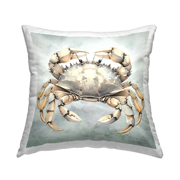 Stupell Industries Detailed Crab on Grey Decorative Printed Throw Pillow Design by Nicole Decamp