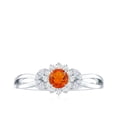 thumbnail image 4 of Rosec Jewels Fire Opal Flower Engagement Ring with Diamond for Women, 10K White Gold, US 9.50, 4 of 9