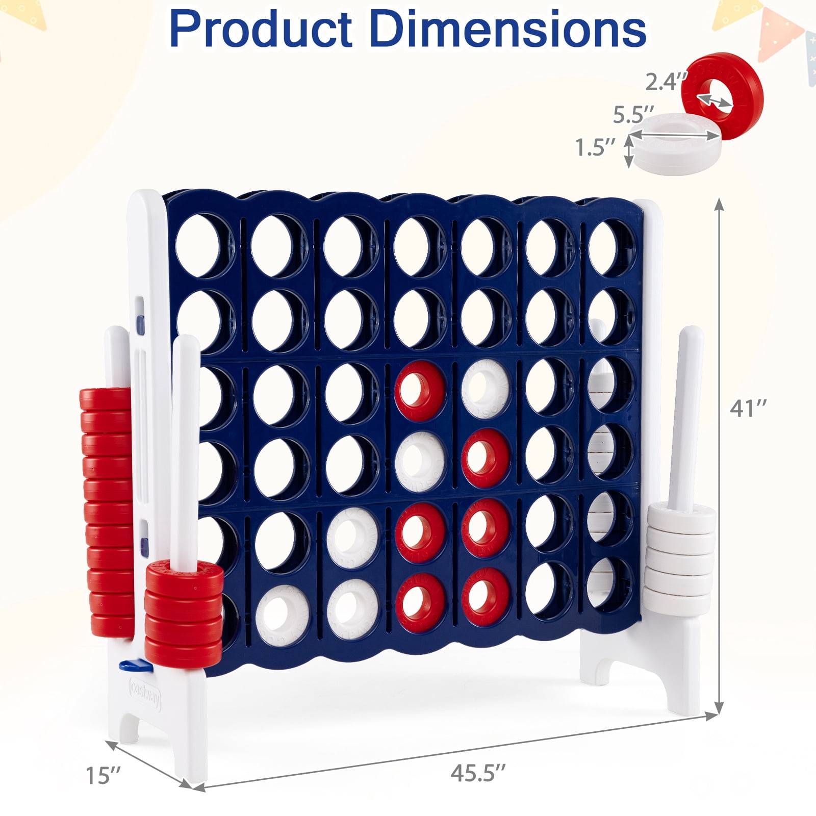 Costway Jumbo 4-to-Score Giant Game Set, Indoor Outdoor Fun, 3.5