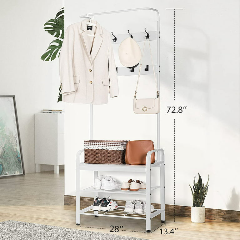 VIVOHOME 3-in-1 Entryway Hall Tree Heavy Duty MDF Stand Coat Rack with Storage