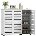 thumbnail image 1 of HOMCOM Armoire à Chaussures Étroite pour Entrée avec 3 Portes à Lattes, Blanc, 1 of 10