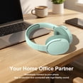 thumbnail image 3 of Rirool Bluetooth Over-Ear Headphones, Wireless Foldable Headset with HiFi Stereo Deep Bass, 12H Playtime, Built-in Mic, Soft Protein Earpads for Travel, Home, Office & Cellphone, Mint Green, 3 of 8