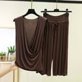 thumbnail image 2 of Riecok Loungewear Sets for Women Plus Size 2 Piece Ruffle Soft Pajama Sets Short Sleeve Top and Capris Summer Sleepwear, 2 of 5